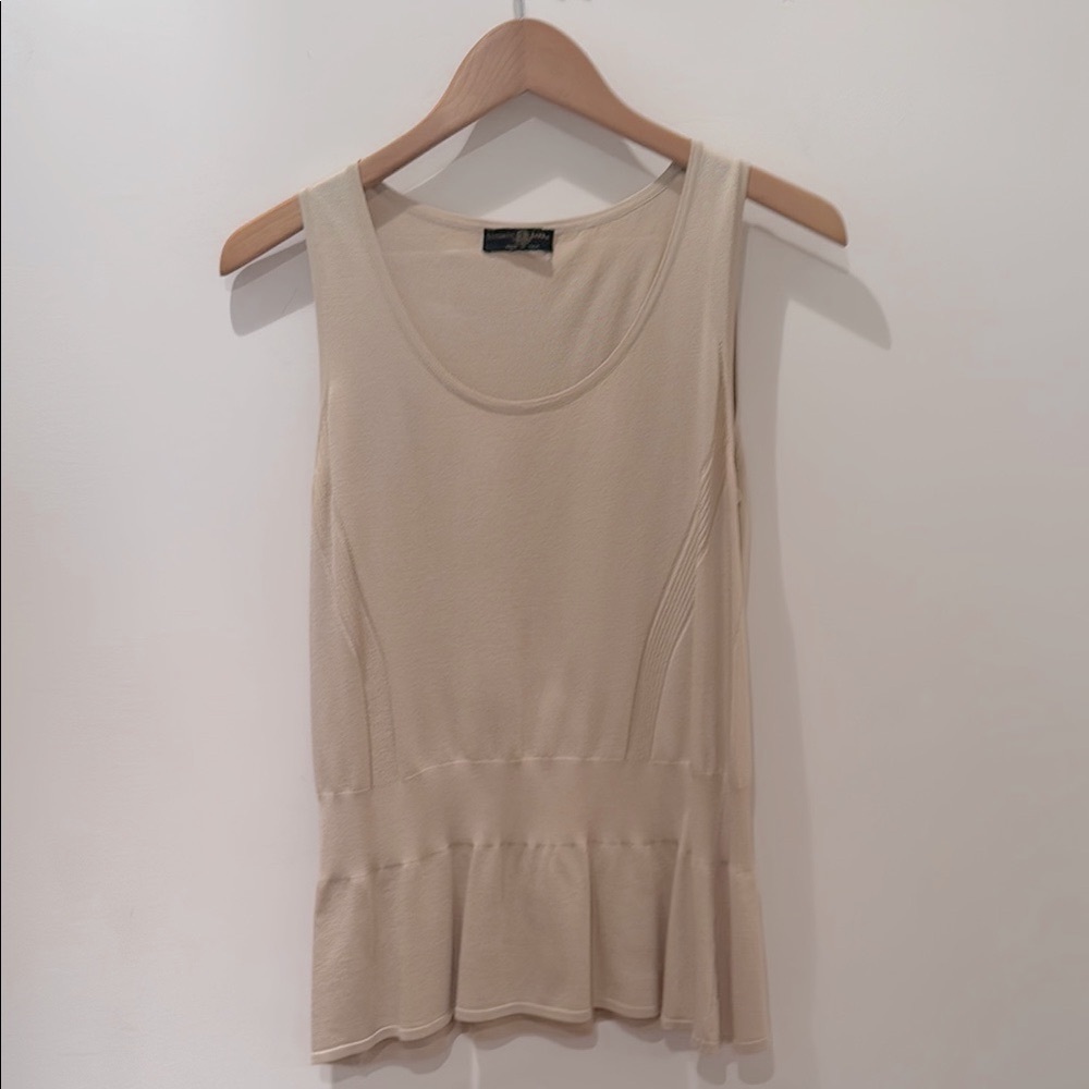Luciano Barbera Tan Peplum Tank Top